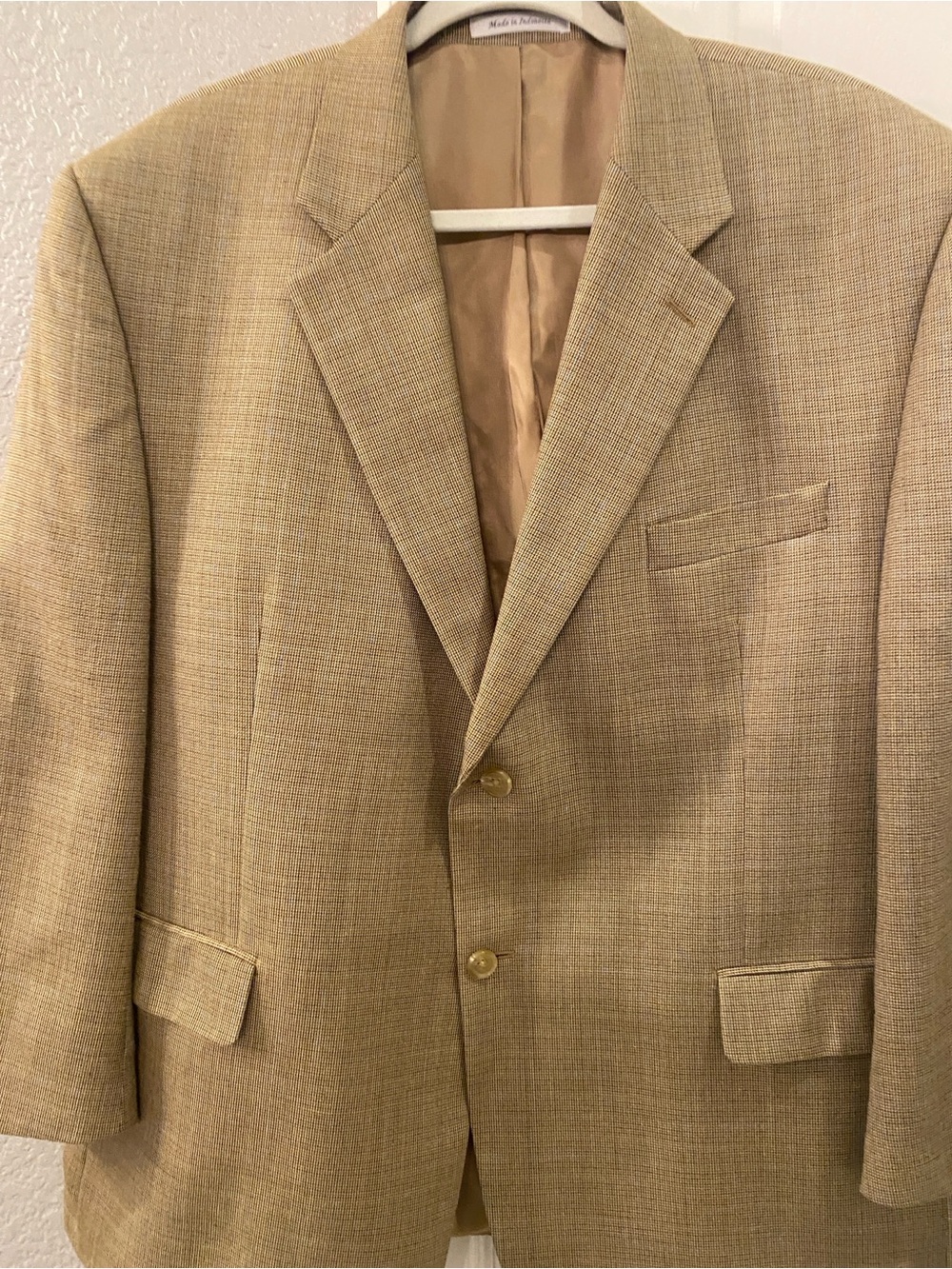 Ralph Lauren Men's Tan Sport Coat Blazer Size 46S Wool Blend Classic Houndstooth - Picture 11 of 11